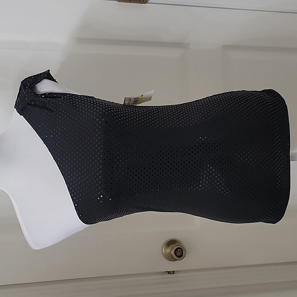 Love Tease Tops - Love Tease Size M Black with Black Flat Sequins Single Shoulder Sleeveless Top